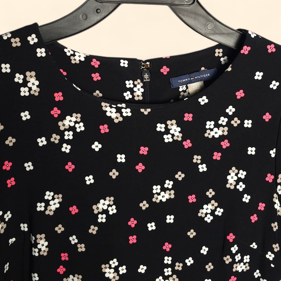 Tommy Hilfiger Black Dress with Red and White Floral Pattern - Picture 6 of 10